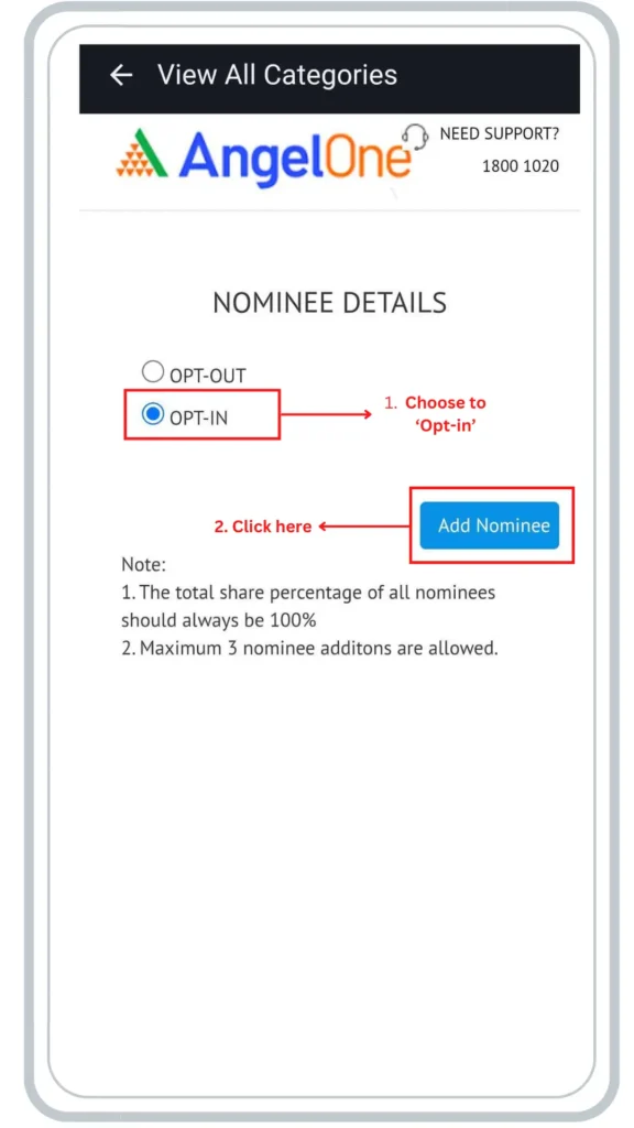 how to add a nominee in Angel One